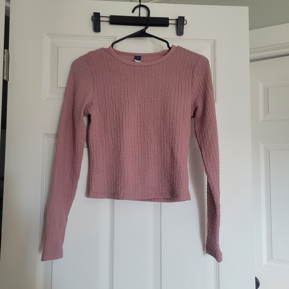 Old Navy Textured Mauve Long Sleeve Top
